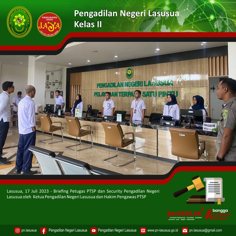 Briefing Pagi petugas PTSP dan Security Pengadilan Negeri Lasusua